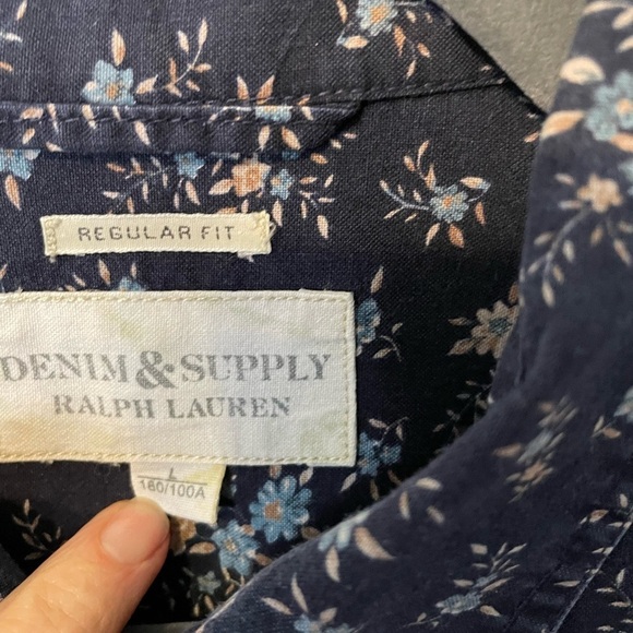 Denim & Supply Blue Floral Large Mens Ling Sleeve - Picture 4 of 6